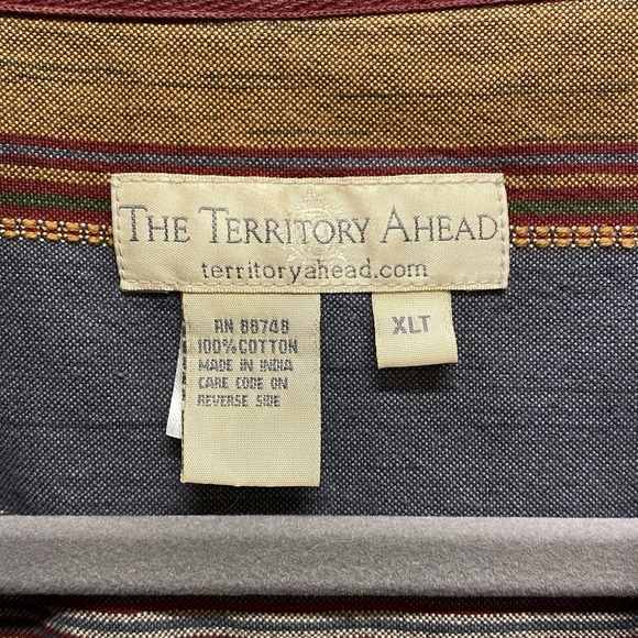 The Territory Ahead Mens XLT Textured Stripe Button Shirt Patchwork 100% Cotton - Picture 4 of 7